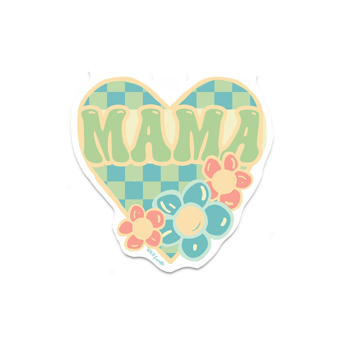 Checkered Retro Mama - Vinyl Tumbler Car Decal