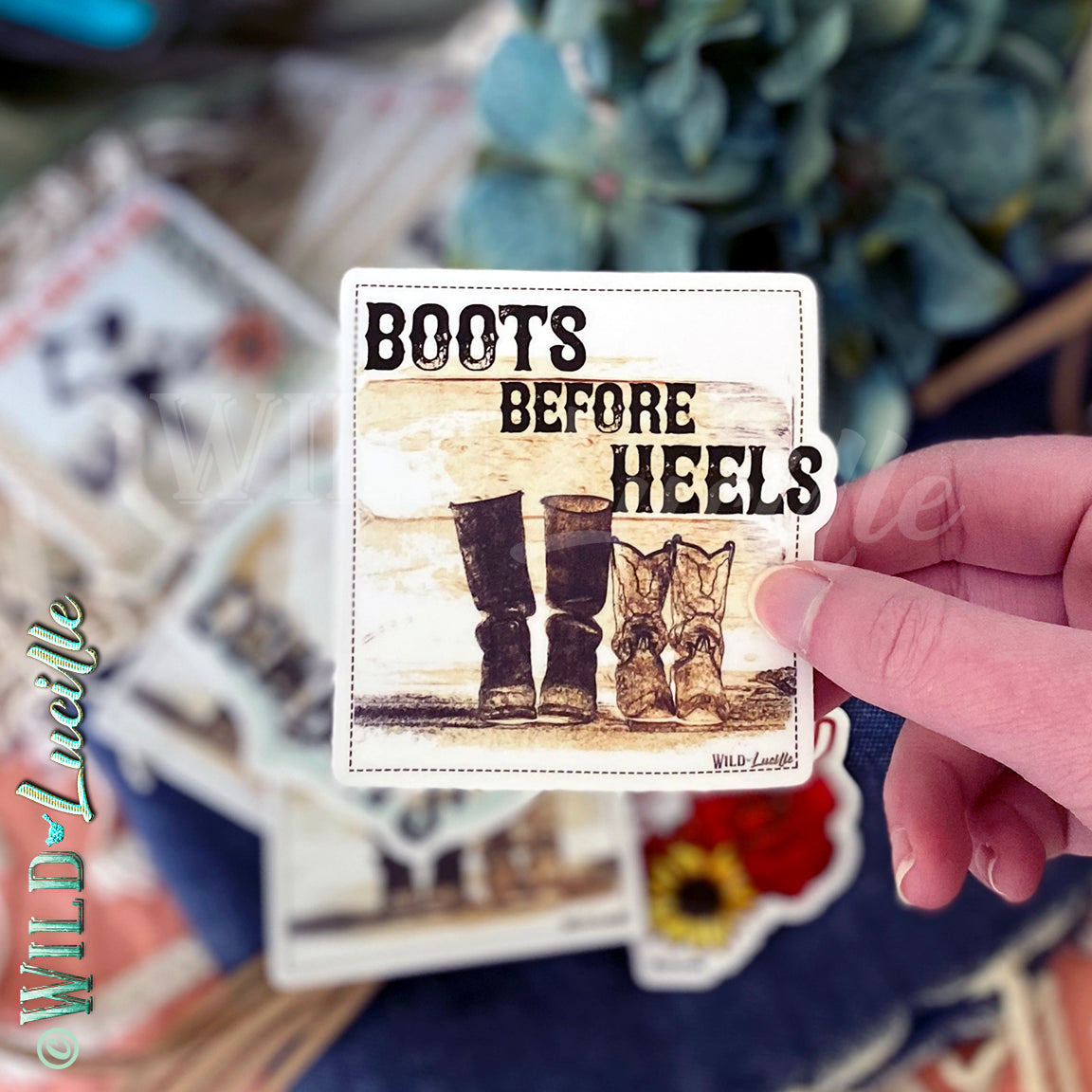Boots Before Heels - Western Vinyl Sticker Decal