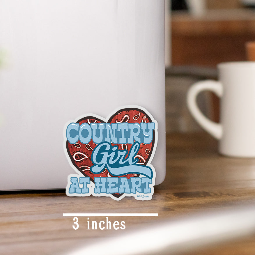 Country Girl at Heart - Vinyl Tumbler Car Decal