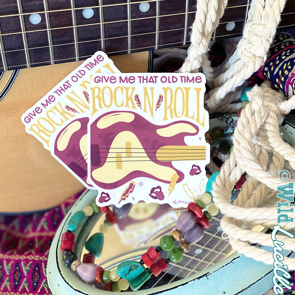 Old Time Rock Roll Rocker Western Sticker Decals | Decal Barn