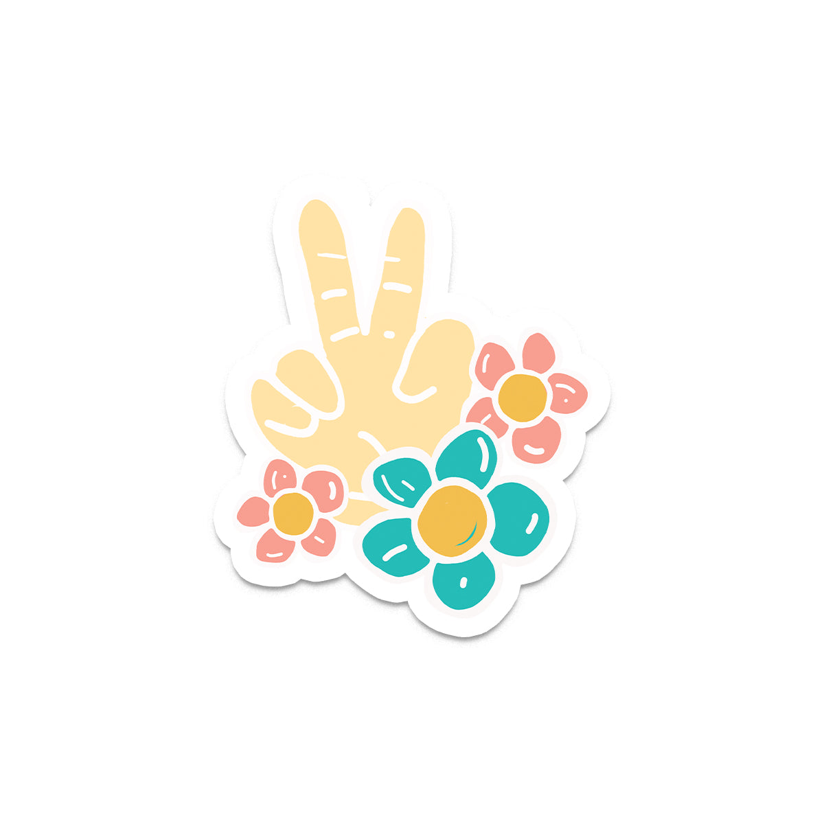 Peace Sign and Daisies - Retro Vinyl Decal