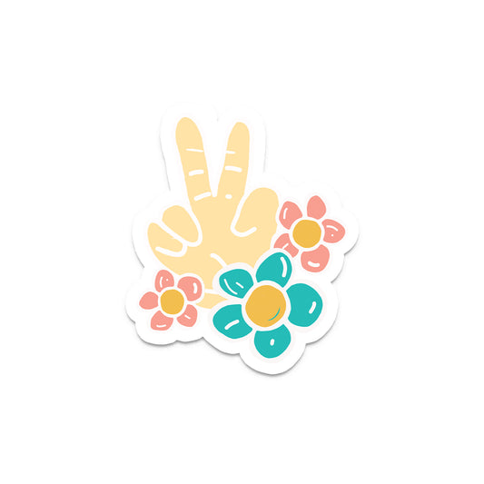 Peace Sign and Daisies - Retro Vinyl Decal