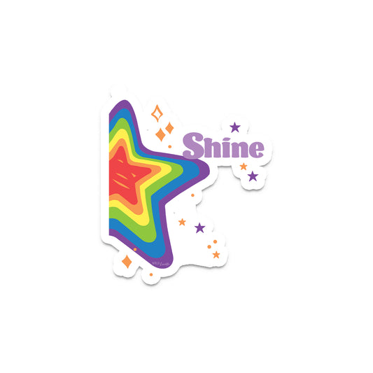 Shine Rainbow Star - Inspirational Vinyl Sticker Decal
