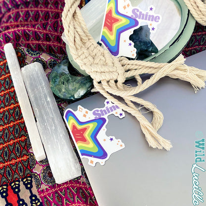 Shine Rainbow Star - Inspirational Vinyl Sticker Decal