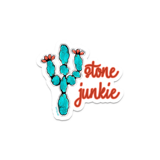 Stone Junkie Turquoise Cactus - Western Decal