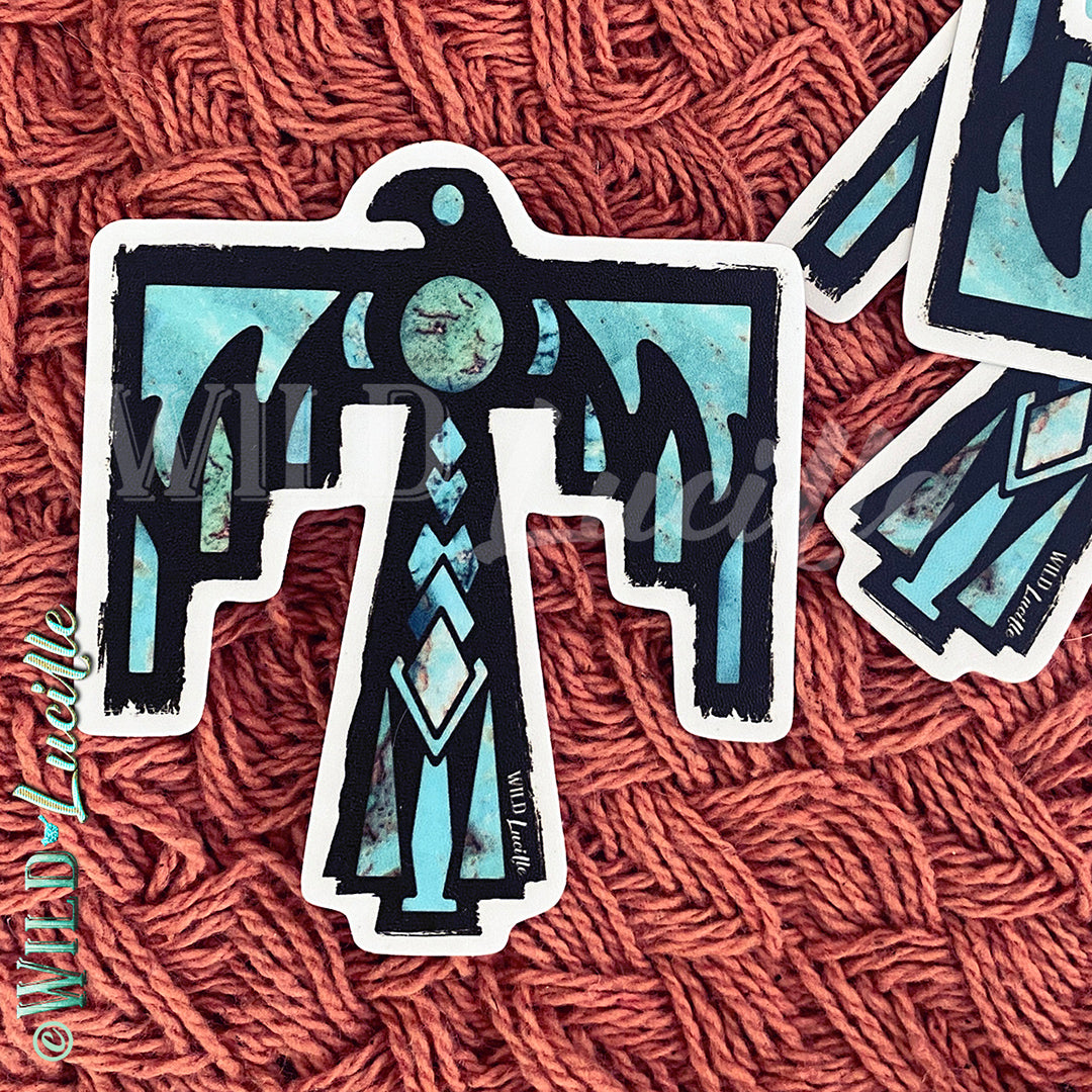 Turquoise Thunderbird - Western Vinyl Sticker Decal