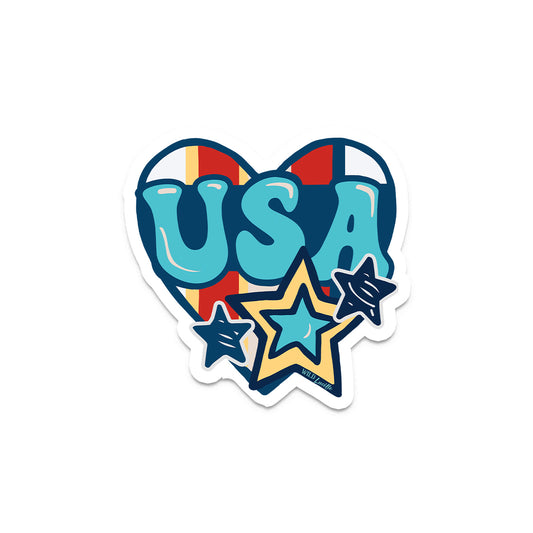 USA Heart Stars - Patriotic Vinyl Decal