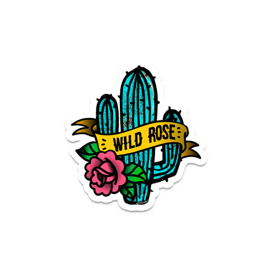 Wild Rose Turquoise Cactus - Western Vinyl Decal