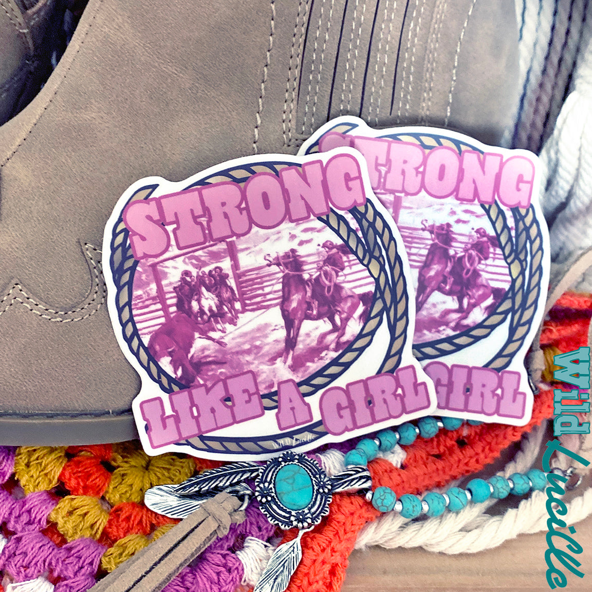 Pink Strong Like A Girl - Western Vinyl Decal